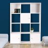 IDMarket-Meuble-de-Rangement-Cube-12-Cases-Bois-Blanc-avec-3-Portes-0-0 IDMarket - Meuble de Rangement Cube 12 Cases Bois Blanc avec 3 Portes