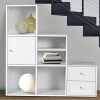 IDMarket-Meuble-de-Rangement-escalier-3-Niveaux-Bois-Blanc-avec-Porte-et-tiroirs-0-0 IDMarket - Meuble de Rangement escalier 3 Niveaux Bois Blanc avec Porte et tiroirs