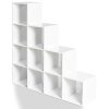 IDMarket-Meuble-escalier-4-niveaux-bois-blanc-fond-blanc-0-2 IDMarket - Meuble escalier 4 niveaux bois blanc fond blanc