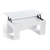 IDMarket-Table-Basse-avec-Plateau-relevable-Bois-Blanc-0 IDMarket - Table Basse avec Plateau relevable Bois Blanc
