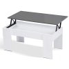 IDMarket-Table-Basse-avec-Plateau-relevable-Bois-Blanc-et-Gris-0 IDMarket - Table Basse avec Plateau relevable Bois Blanc et Gris