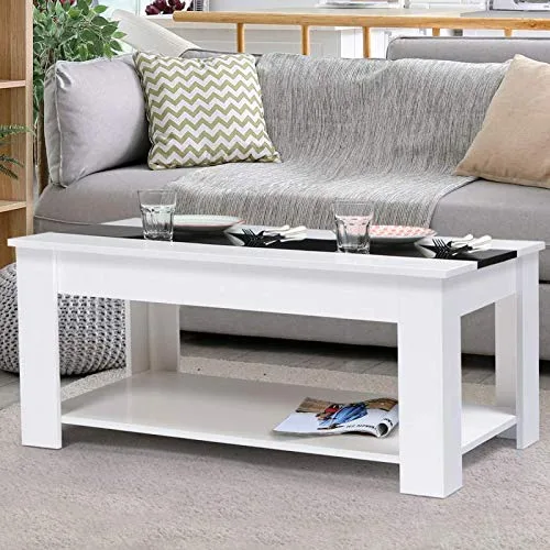 IDMarket-Table-Basse-contemporaine-Bois-Blanc-et-Noir-Georgia-0-0 IDMarket - Table Basse contemporaine Bois Blanc et Noir Georgia