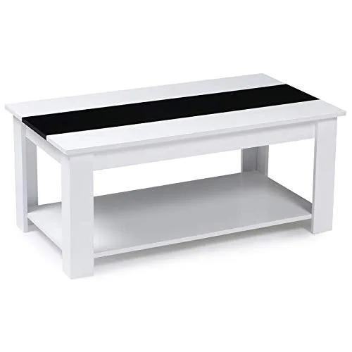 IDMarket-Table-Basse-contemporaine-Bois-Blanc-et-Noir-Georgia-0 IDMarket - Table Basse contemporaine Bois Blanc et Noir Georgia