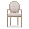 INTENSEDECO Fauteuil médaillon capitonné Louis XVI Tissu Beige