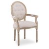 INTENSEDECO Fauteuil médaillon capitonné Louis XVI Tissu Beige
