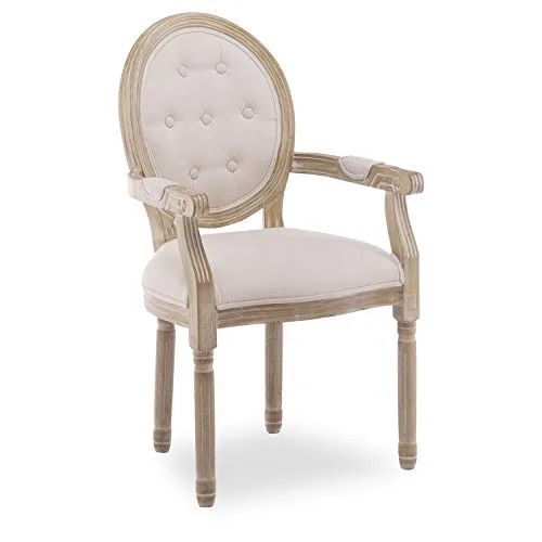 INTENSEDECO-Fauteuil-mdaillon-capitonn-Louis-XVI-Tissu-Beige-0 INTENSEDECO Fauteuil médaillon capitonné Louis XVI Tissu Beige