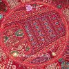 Indian Round Patch Work Embroidered Ottoman Pouf, Indian Round Ottoman Stool Pouf Pillow Patterned Cocktail Vintage Hassock Pouffe, Cotton Handmade Ottoman Pouf, 18x13 Inch. By Bhagyoday by BhagyodayFashions