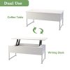 Joolihome Table basse relevable avec espace de rangement caché pour la maison et le bureau, mobilier de salon en bois et métal, table idéale pour recevoir, dîner, travailler