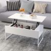 Joolihome Table basse relevable avec espace de rangement caché pour la maison et le bureau, mobilier de salon en bois et métal, table idéale pour recevoir, dîner, travailler