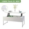 Joolihome Table basse relevable avec espace de rangement caché pour la maison et le bureau, mobilier de salon en bois et métal, table idéale pour recevoir, dîner, travailler