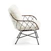 Kave Home - Fauteuil Claren en Acier et rotin avec Coussins en Cuir
