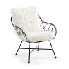 Kave Home - Fauteuil Claren en Acier et rotin avec Coussins en Cuir