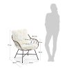 Kave Home - Fauteuil Claren en Acier et rotin avec Coussins en Cuir