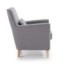 Kave Home - Fauteuil Glam tapissé de Tissu Gris avec Pieds en Bois de hêtre