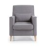 Kave Home - Fauteuil Glam tapissé de Tissu Gris avec Pieds en Bois de hêtre