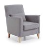 Kave Home - Fauteuil Glam tapissé de Tissu Gris avec Pieds en Bois de hêtre