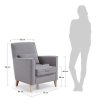 Kave Home - Fauteuil Glam tapissé de Tissu Gris avec Pieds en Bois de hêtre