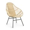 Kave Home - Fauteuil Tinne en rotin tressé et Pieds en Acier