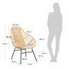 Kave Home - Fauteuil Tinne en rotin tressé et Pieds en Acier