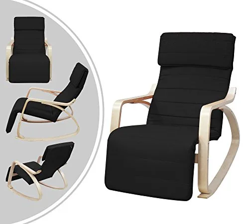 Leogreen-Rocking-Chair-Fauteuil-a-Bascule-Noir-avec-repose-pied-Coussin-100-coton-Materiau-du-coussin-Coton-epaisseur-des-accoudoirs-23-cm-0 Leogreen - Rocking Chair , Fauteuil a Bascule, Noir, avec repose-pied, Coussin 100% coton, Materiau du coussin: Coton, epaisseur des accoudoirs: 2,3 cm