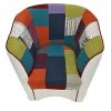 Liberoshopping Fauteuil Valentina en Similicuir Blanc et Assise en Tissu Patchwork