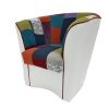 Liberoshopping Fauteuil Valentina en Similicuir Blanc et Assise en Tissu Patchwork