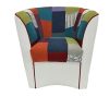 Liberoshopping Fauteuil Valentina en Similicuir Blanc et Assise en Tissu Patchwork