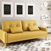 Loungitude Canapé droit 3 places Scandinave convertible en tissu jaune
