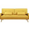 Loungitude Canapé droit 3 places Scandinave convertible en tissu jaune