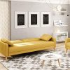 Loungitude Canapé droit 3 places Scandinave convertible en tissu jaune