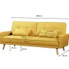 Loungitude Canapé droit 3 places Scandinave convertible en tissu jaune