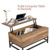 MAIMAITI Table Basse relevable Lara，Support à Ressort en métal，Matériel：Panneau de Particules B48 * T80 * H40-54CM (Bois)