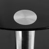 Maison & White Petite table ronde en verre à 2 niveaux | Tablette de rangement | Pieds en acier inoxydable avec surfaces en verre trempé (Noir)