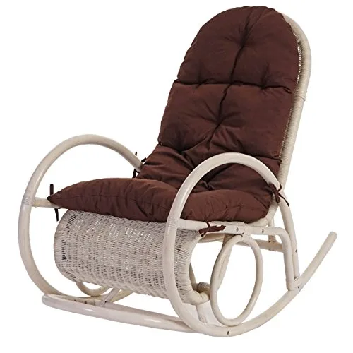 Mendler-Fauteuil--Bascule-Esmeraldas-Rocking-Chair-Fauteuil-en-rotin-Blanc-Rembourrage-Marron-0 Mendler Fauteuil à Bascule Esmeraldas, Rocking-Chair, Fauteuil en rotin, Blanc ~ Rembourrage Marron