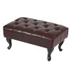 Mendler Fauteuil de Relaxation Chesterfield, Cuir synthétique ~ Brun Antique avec Repose-Pied