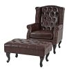 Mendler Fauteuil de Relaxation Chesterfield, Cuir synthétique ~ Brun Antique avec Repose-Pied