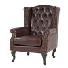Mendler Fauteuil de Relaxation Chesterfield, Cuir synthétique ~ Brun Antique avec Repose-Pied