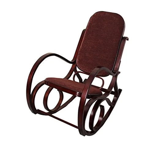 Mendler-Rocking-Chair-Fauteuil--Bascule-M41-Imitation-Noyer-Tissu-Marron-0 Mendler Rocking-Chair, Fauteuil à Bascule M41, Imitation Noyer, Tissu Marron