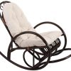 PEGANE-Rocking-Chair-avec-Coussin-Blanc-en-rotin-Derby-Brun-0 PEGANE Rocking-Chair avec Coussin Blanc en rotin Derby, Brun