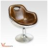 Phoenixarts 703 Fauteuil baquet pivotant design en cuir véritable et rivets aluminium Rétro Lounge Marron