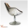 Phoenixarts 703 Fauteuil baquet pivotant design en cuir véritable et rivets aluminium Rétro Lounge Marron