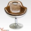 Phoenixarts 703 Fauteuil baquet pivotant design en cuir véritable et rivets aluminium Rétro Lounge Marron