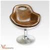 Phoenixarts 703 Fauteuil baquet pivotant design en cuir véritable et rivets aluminium Rétro Lounge Marron
