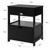 SoBuy-FRG258-SCH-Table-de-Chevet-Bout-de-Canap-Table-dAppoint-avec-2-tiroirs-et-1-tagre-de-Rangement-Noir-0-3 SoBuy® FRG258-SCH Table de Chevet Bout de Canapé Table d'Appoint avec 2 tiroirs et 1 étagère de Rangement - Noir