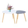 Table-basse-Ensemble-de-2-tables-dappoint-gigognes-scandinaves-Table-dappoint-triangulaire-moderne-pour-balcon-de-salon-Blanc-et-Gris-0 Table basse Ensemble de 2 tables d'appoint gigognes scandinaves Table d'appoint triangulaire moderne pour balcon de salon (Blanc et Gris)