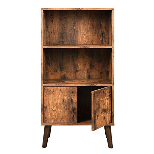 VASAGLE-Bibliothque-Rustique-tagre-de-Rangement--3-Niveaux-avec-Portes-pour-Livres-Photos-Dcorations-dans-Salon-Bureau-Bibliothque-Style-Moderne-du-Milieu-du-sicle-Brun-LBC09BX-0 VASAGLE Bibliothèque Rustique, Étagère de Rangement à 3 Niveaux, avec Portes, pour Livres, Photos, Décorations dans Salon, Bureau, Bibliothèque, Style Moderne du Milieu du siècle, Brun LBC09BX