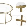 VASAGLE Table Basse Ronde, Plateau en Verre Trempé, Armature Métallique Dorée, Table de Salon, Bout de Canapé, Robuste et Stable, Décoratif, Doré LGT21G