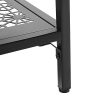 VASAGLE Table Basse, avec Plateau en Verre trempé, Table de Salon, Étagère à Motif Fleurs, Cadre en Fer, Bout de canapé, Résistance testée par SGS, Décoration, Noir LGT11BK