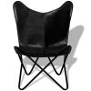 VidaXL-Chaise-de-Relaxation-en-Cuir-vritable-avec-Papillons-Noir-0-1 VidaXL Chaise de Relaxation en Cuir véritable avec Papillons Noir