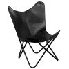 VidaXL-Chaise-de-Relaxation-en-Cuir-vritable-avec-Papillons-Noir-0 VidaXL Chaise de Relaxation en Cuir véritable avec Papillons Noir